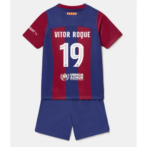 Barcelona Vitor Roque #19 Domaci Dres za djecu 2023-24 Kratak Rukav (+ Kratke hlače)